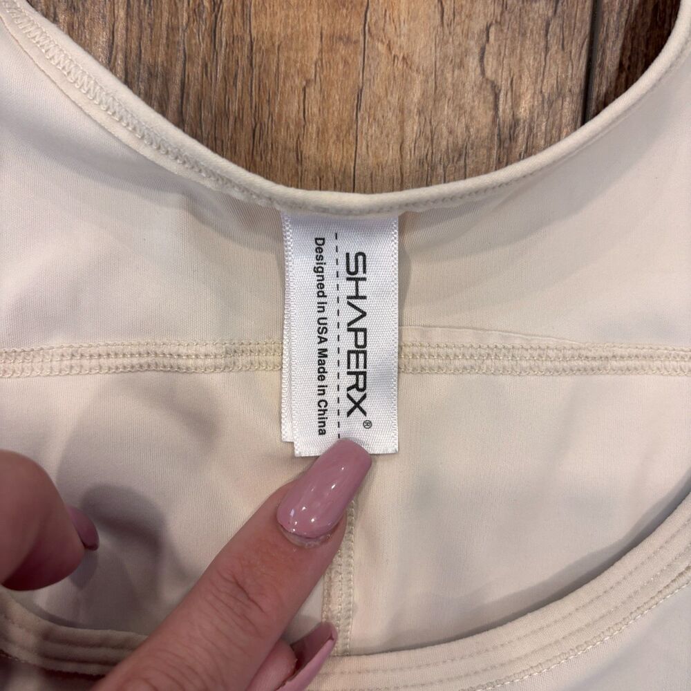 SHAPERX Seamless Open-Bust Tummy Control Thong Bodysuit Women's XS Beige $50 - Picture 4 of 12